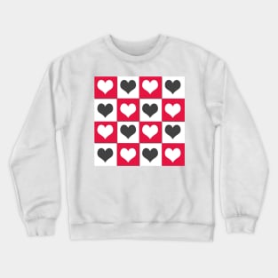 Red and black hearts on a white Crewneck Sweatshirt